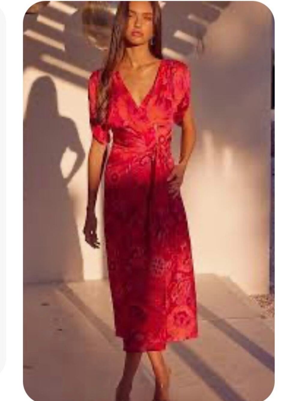 Misa Los Angeles Francesca Wrap Dress Flora Corsica Fuschia Pink Print M